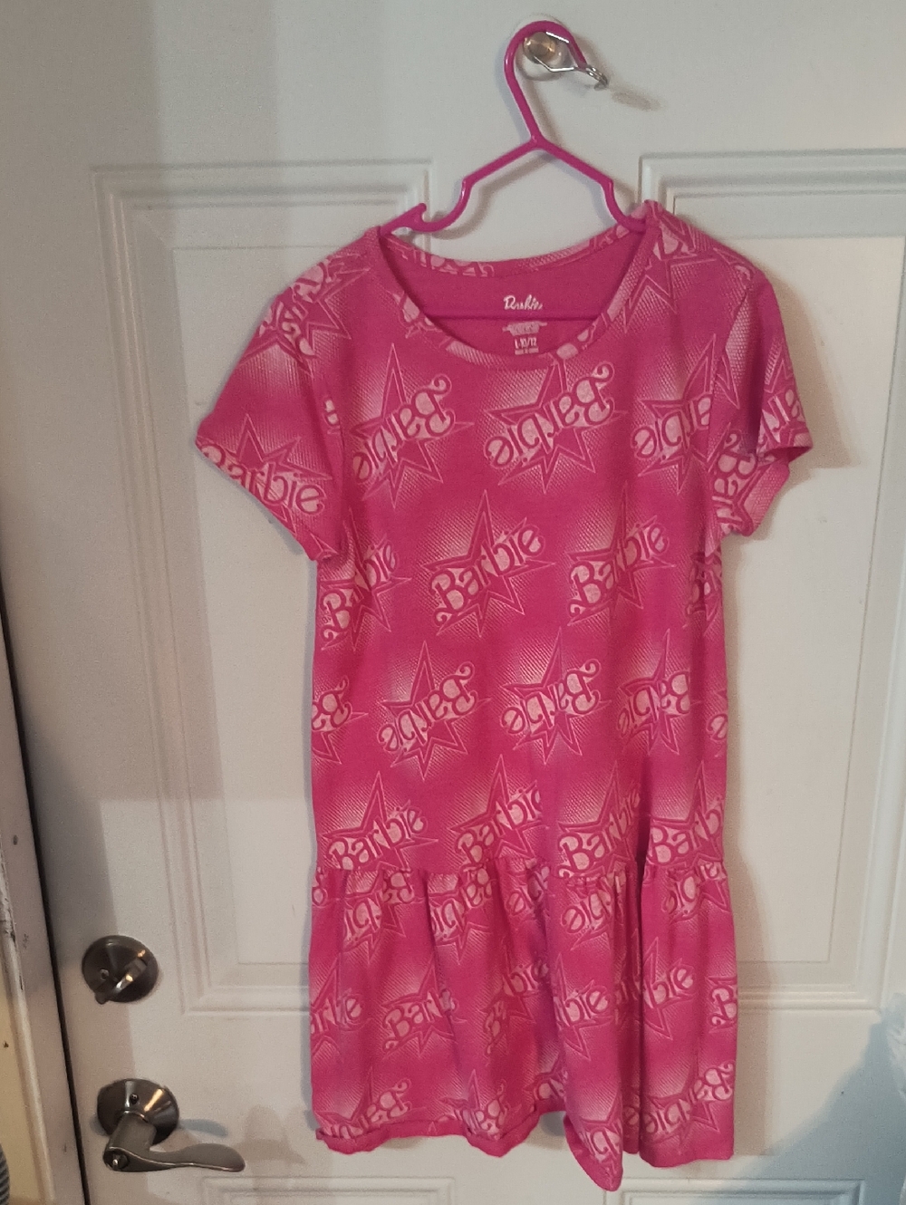 Barbie Hot Pink All-Over Logo Tee Dress